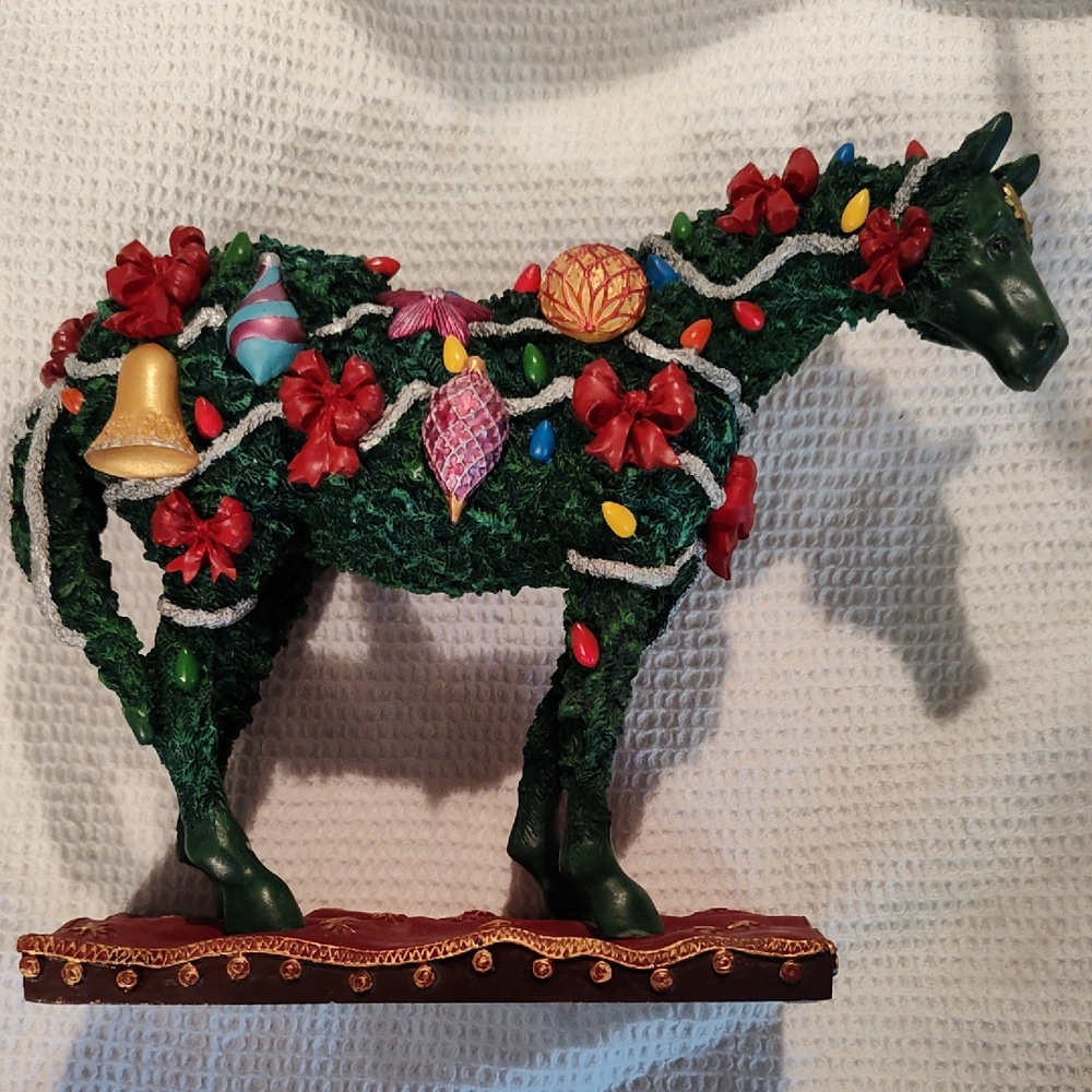 Festive Green Holiday Horse Figurine